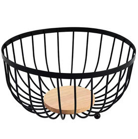 Metalowy koszyk na owoce czarny 25 cm – elegancka misa na nóżkach, nowoczesna dekoracja kuchni