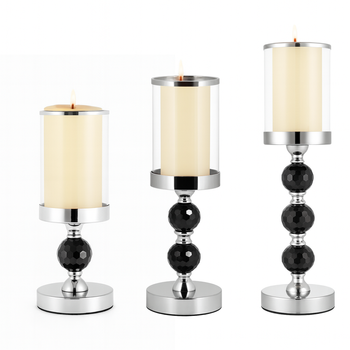 DA191B KOMPLET 3 ŚWIECZNIKÓW CZARNY