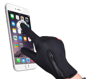 Rękawiczki zimowe dotykowe do smartfona – ciepłe, antypoślizgowe, z zamkiem rozmiar XL, niebieskie