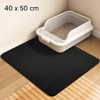 Higieniczna MATA pod kuwetę dla kota antypoślizgowa 50x40cm szara DA291A