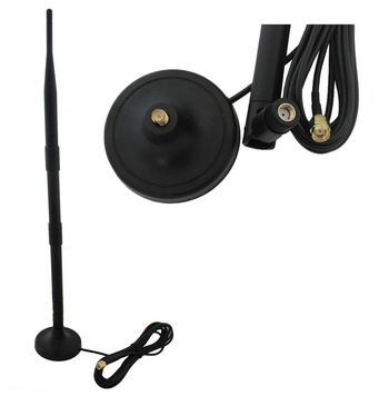 Antena patykowa 360° 9-12dBi 2.4GHz RP-SMA z kablem 3m – Zwiększ zasięg i siłę sygnału czarna AK128