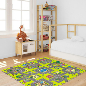 Kolorowe puzzle piankowe dla dzieci – miasto z ulicami, 9 elementów, antypoślizgowe FT58