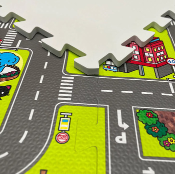 Kolorowe puzzle piankowe dla dzieci – miasto z ulicami, 9 elementów, antypoślizgowe FT58