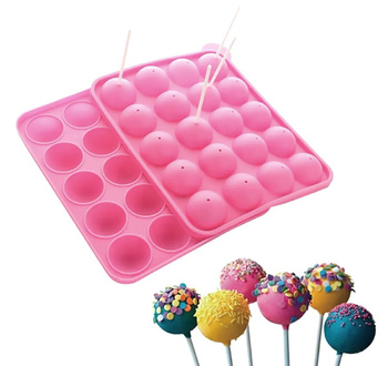 Silikonowa FORMA do Ciastek w Formie Lizaków Cake Pops x20 różowy AG893 