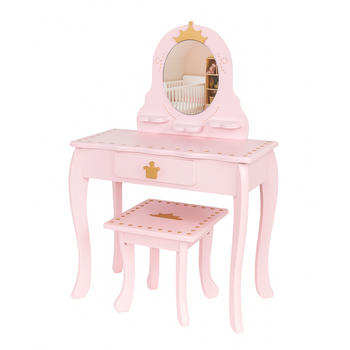 Toaletka dla dziewczynki różowa PinkDream LUXE z lustrem i taboretem