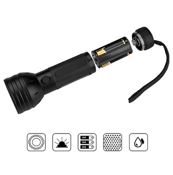 Latarka taktyczna LED UV 395 nm - wodoodporna i wytrzymała czarna ZD152 