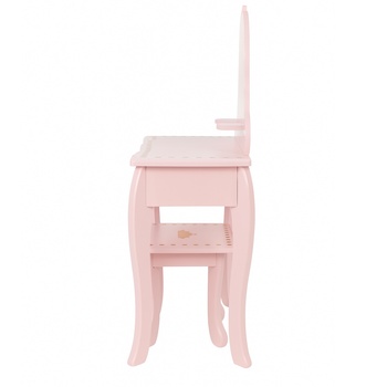 Toaletka dla dziewczynki różowa PinkDream LUXE z lustrem i taboretem
