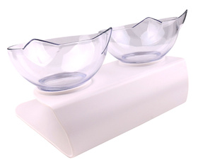 Podwójna MISKA na WODĘ i KARMĘ dla KOTA biała AG684B 