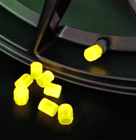 Fluorescencyjne NAKRĘTKI na wentyle samochodowe 2 sztuki żółte RW25A