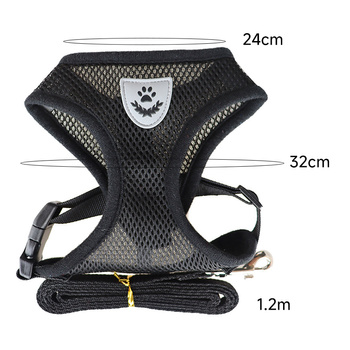 Szelki bezuciskowe dla psa lub kota + smycz 120 cm – lekkie i oddychające, rozmiar S