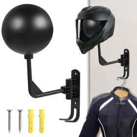 Wieszak ścienny na kask motocyklowy z regulacją i haczykami – solidny uchwyt czarny RW45A