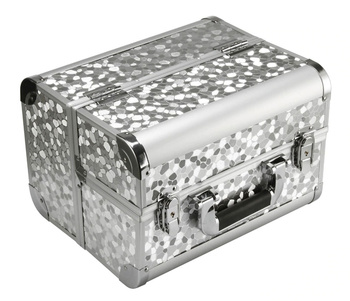 KUFEREK na KOSMETYKI i Akcesoria Fryzjerskie 30x20x25cm srebrny CA4A 