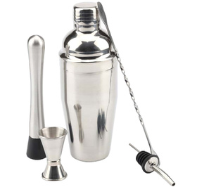 Zestaw BARMANA 6 elementów Shaker jJigger Miarka srebrny AG818 