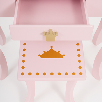 Toaletka dla dziewczynki różowa PinkDream LUXE z lustrem i taboretem