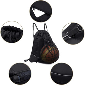 TORBA sportowa składana ze ściągaczem i komorą na piłkę 48x48cm czarna BQ79