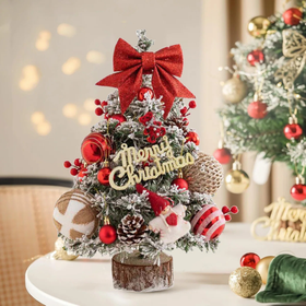 Sztuczna choinka 45 cm z lampkami LED i ozdobami – mini choinka świąteczna