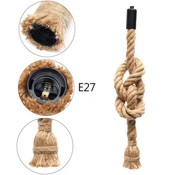 LAMPA sufitowa w kształcie liny loft E27 90cm 60W brązowo-czarna ZD151B