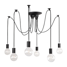 LAMPA SUFITOWA Pająk Żyrandol 6 Ramion E27 czarna ZD74
