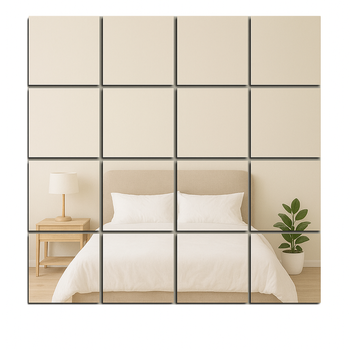 Zestaw 16 naklejek lustrzanych – kwadratowe lustra akrylowe 15×15 cm, samoprzylepne