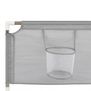 Kojec dla dziecka 130x130 cm – bezpieczny suchy basen, kojec z siatką, wejście na zamek, uchwyty do nauki chodzenia, szary + torba