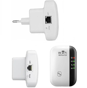 REPEATER Wzmacniacz Sygnału WLAN 2,4GHz sieciowy + kabel biały AK339