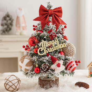 Sztuczna choinka 45 cm z lampkami LED i ozdobami – mini choinka świąteczna