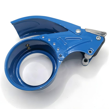 Dyspenser do taśmy pakowej – metalowy ergonomiczny do 5 cm z ostrzem – niebieski