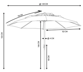 Parasol plażowy XXL 160 cm składany, regulowany – przeciwsłoneczny, na balkon, ogród, taras 