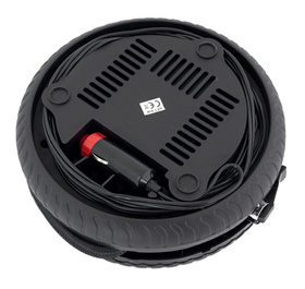 Kompresor Samochodowy 12V w Kształcie Koła, Zestaw Końcówek, Manometr, 260 PSI