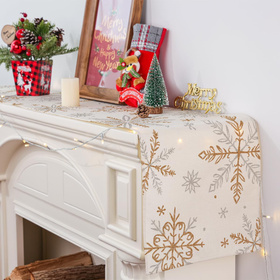 Bieżnik świąteczny z motywem śnieżynek – elegancka dekoracja na Boże Narodzenie BQ88A