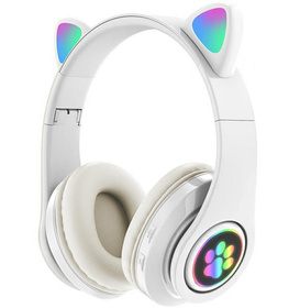 Bezprzewodowe SŁUCHAWKI Nauszne dla Dzieci LED RGB Bluetooth białe ZS7E