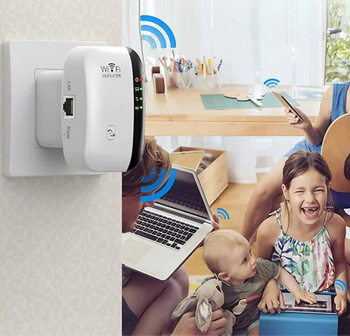 REPEATER Wzmacniacz Sygnału WLAN 2,4GHz sieciowy + kabel biały AK339