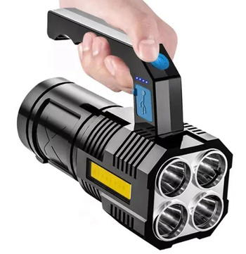 Latarka taktyczna LED COB + 4x T6, 1000 lm, akumulator USB, wodoodporna IPX4 