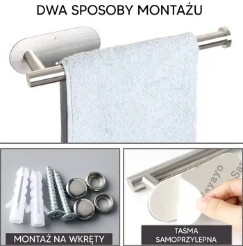 UCHWYT na Ręcznik Papierowy Kuchenny Stalowy 34cm srebrny