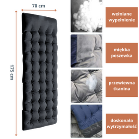 Leżanka ogrodowa leżak turystyczny regulowany łóżko plażowe + materac + poduszka 190x70x30cm szare