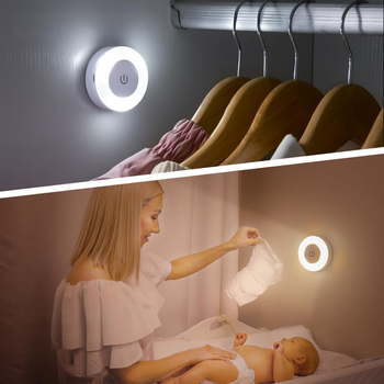 Bezprzewodowa lampka nocna LED z czujnikiem ruchu i zmierzchu, USB, magnetyczna