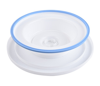OBROTOWA PATERA do Dekoracji Tortów Ciast 28cm biała z niebieskim AG649D