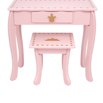 Toaletka dla dziewczynki różowa PinkDream LUXE z lustrem i taboretem