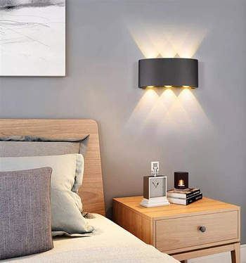 KINKIET wewnętrzny lub zewnętrzny lampa naścienna 6LED 600lm czarny ZD90