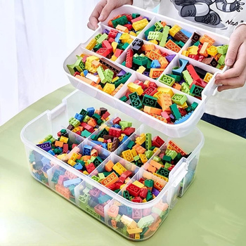 Pojemnik na klocki LEGO 5-warstwowy organizer z przegródkami i uchwytem  
