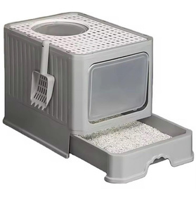 Duża kryta kuweta dla kota z wysuwaną szufladą – łatwe czyszczenie 51x38x35,5cm ZW31