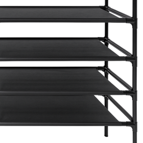 Czarny wieszak metalowy z półkami – stojak na ubrania 108×174 cm