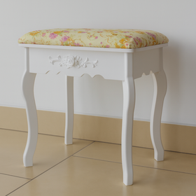 oaletka drewniana biała z obrotowym lustrem i taboretem CALM