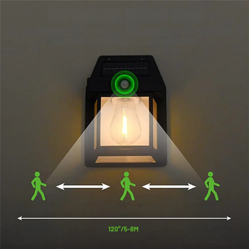 Kinkiet solarny LED retro z czujnikiem zmierzchu – lampa ogrodowa elewacyjna E27