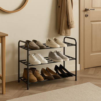 Półka na buty stalowa 3-poziomowa – metalowy regał do przedpokoju