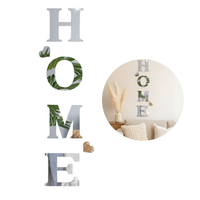 Lustrzane naklejki ścienne 3D „HOME” z serduszkami – dekoracja z akrylu srebrny połysk
