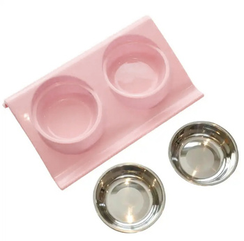 DA119A PODWÓJNA MISKA DLA PSA KOTA PINK