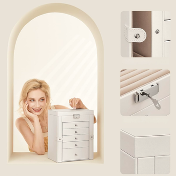 Szkatułka na biżuterię XXL organizer 6 poziomów naszyjniki pierścionki