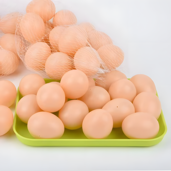 Zestaw 25 szt. sztucznych jaj dla kur – podkładowe, plastikowe, brązowe, 5,3 cm – lekkie