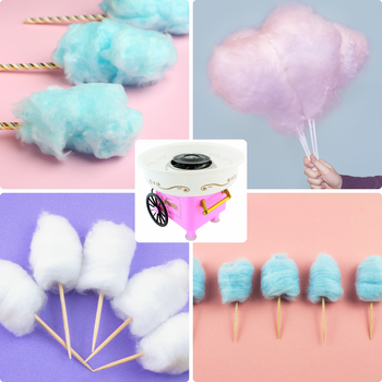 Maszyna do Waty Cukrowej 500W +10 patyczków Szybka Idealna na Przyjęcia i Domowe Wydarzenia różowa 